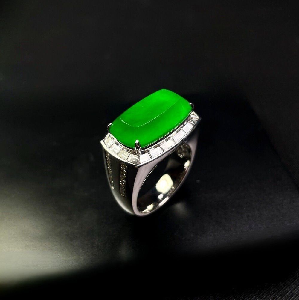 2Jadeit-Ringgrößeild Jadeite Ring Size 14.5 - Image 1