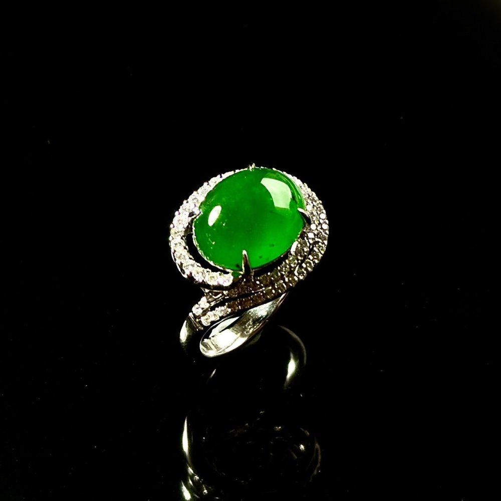 AREHSIEH003-00.jpgBildTaipeh Icy Forest Green Jadeite Ring (Taipei) - Image 1