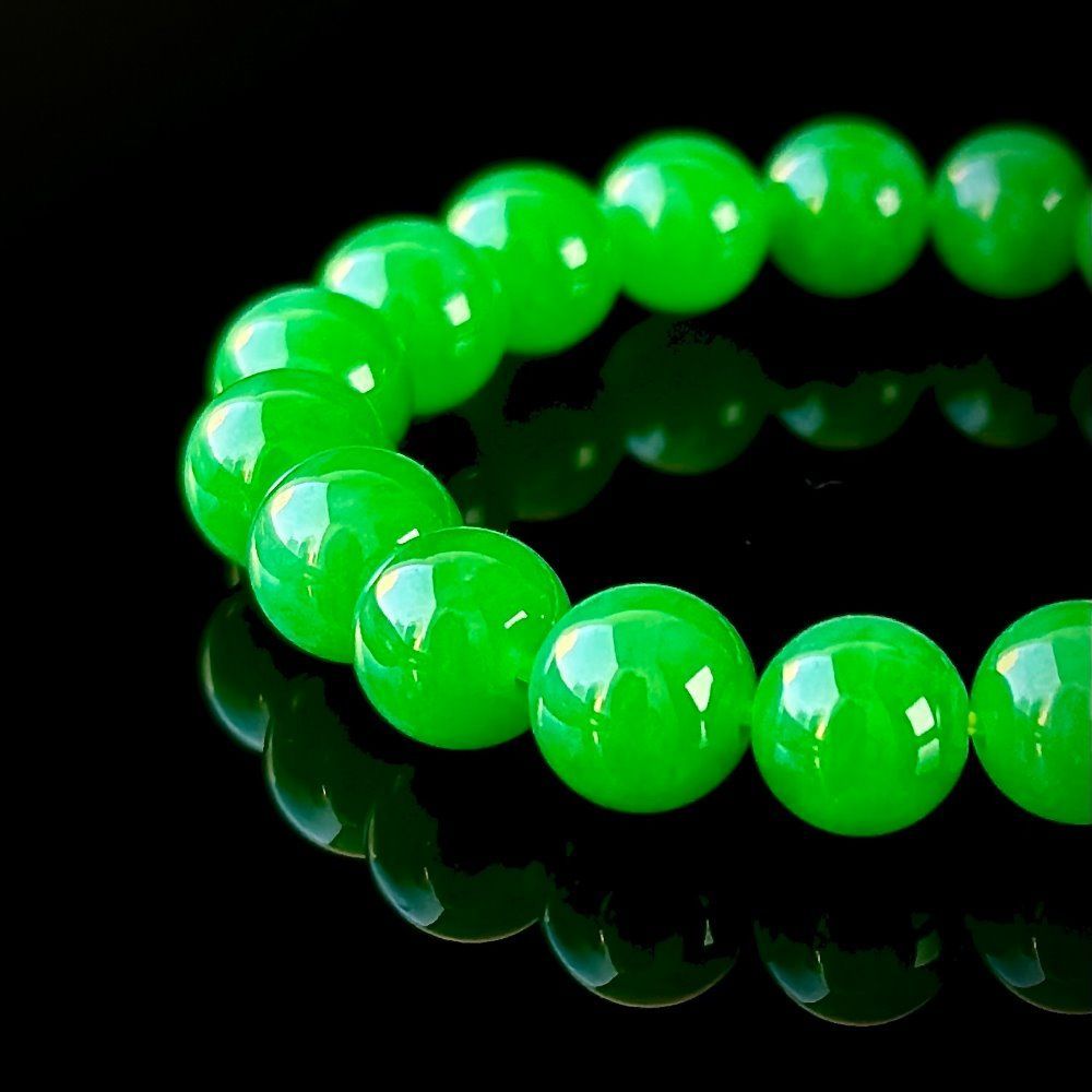 BBESH888005-2.jpg画像 Icy Jadeite Beads Bracelet Jadeite Ball 19pcs - Image 1