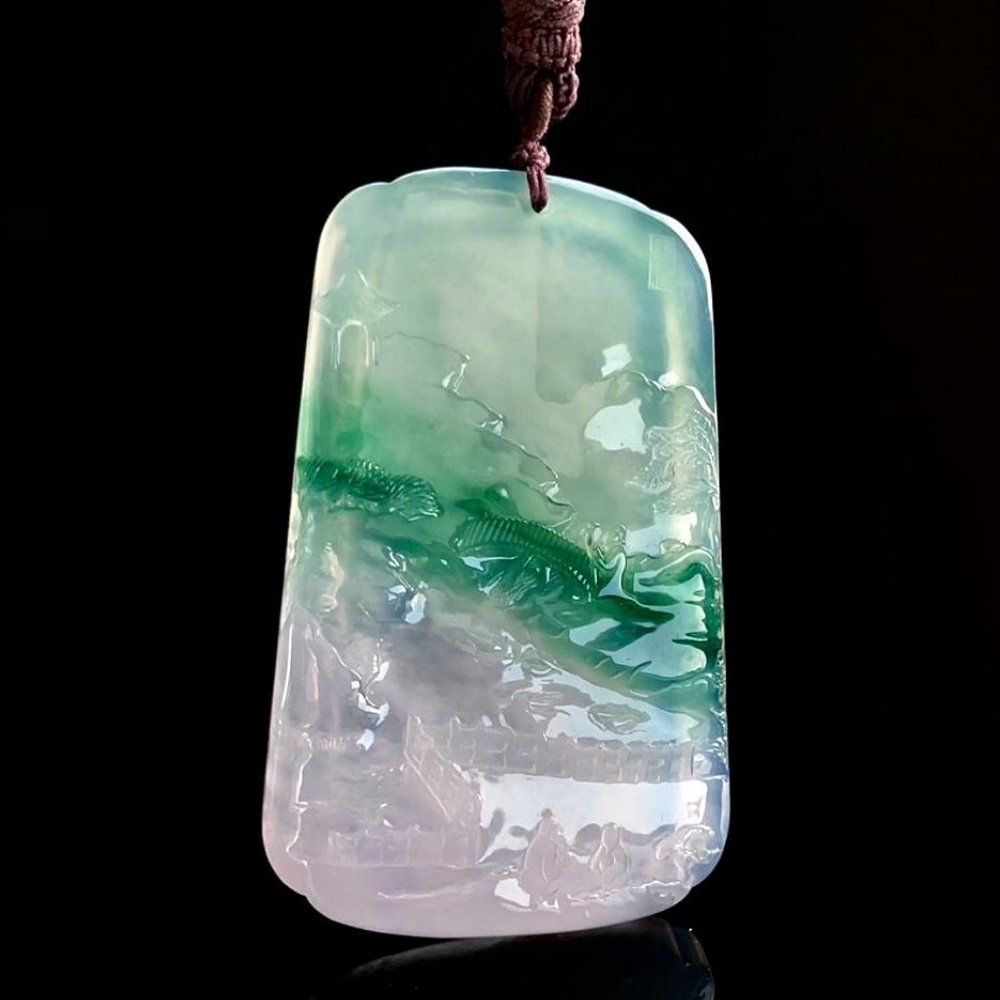 P琉璃色春彩翡翠吊墜 Glassy Spring-and-color Jadeite Pendant (Tainan) - Image 1