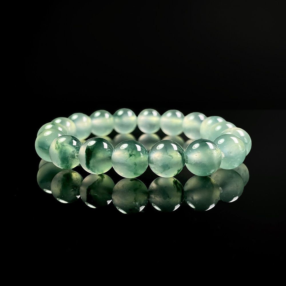 S琉璃翡翠珠手鍊翡翠球 18 顆 Glassy Jadeite Beads Bracelet Jadeite Ball 18pcs - Image 1