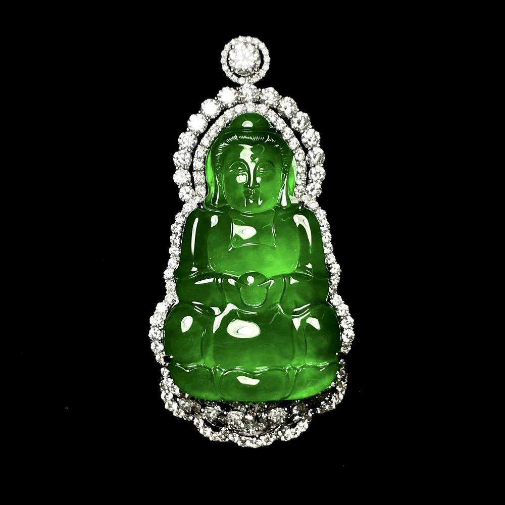 圖片_20230810184653.jpgBildTaipeh Glassy Imperial Green Jadeite Pendant|Guanyin (Taipei) - Image 1